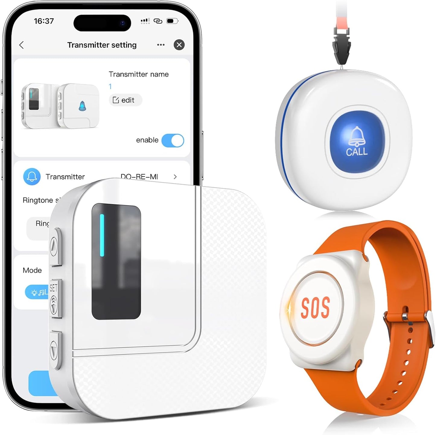 CallToU Wi-Fi Wireless Caregiver Pager Call Button for Elderly at Home , APP Emergency Alert for Seniors, Patients, and The Disabled
