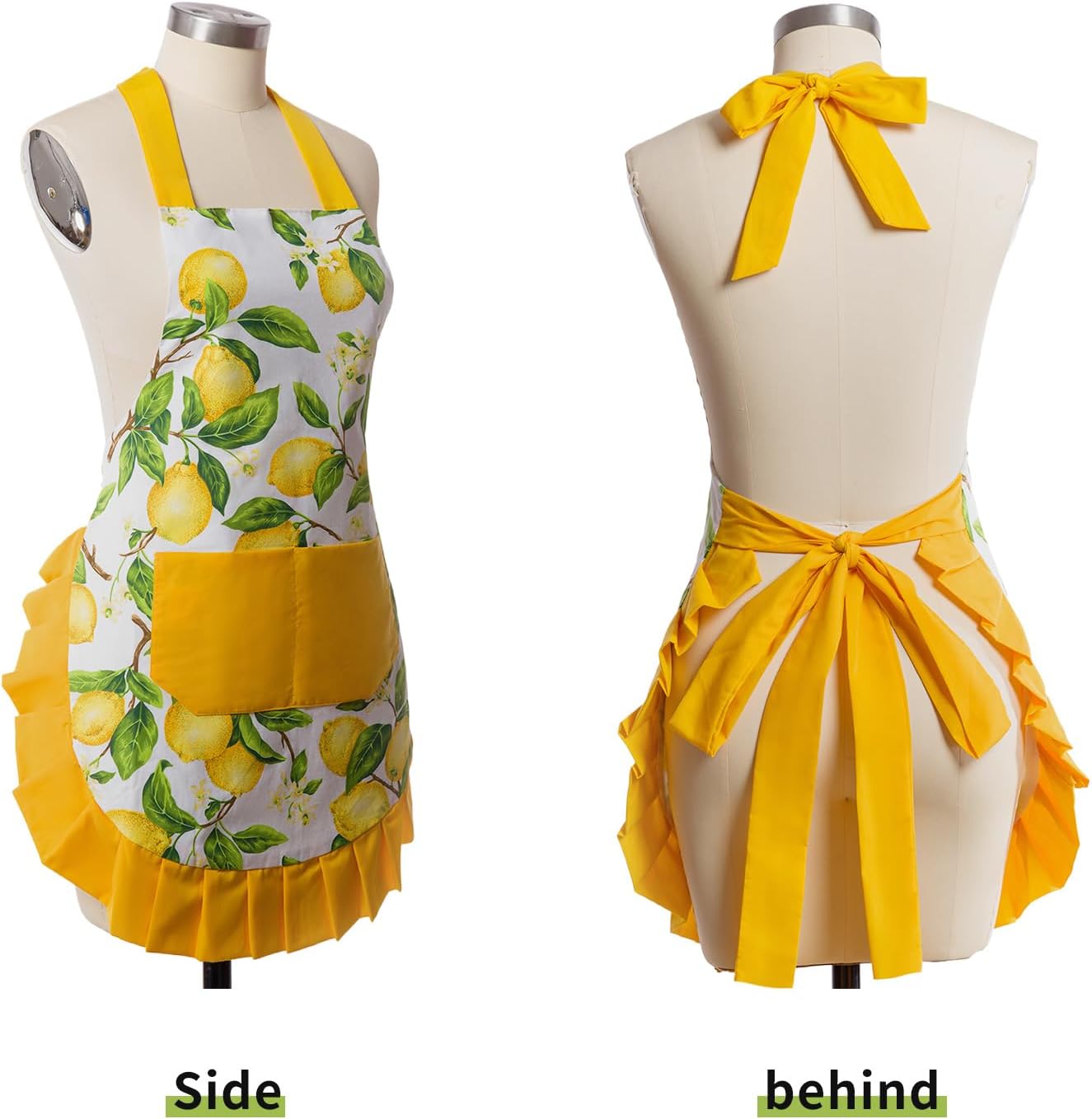 Vintage Floral Apron for Women with Functional Pockets Adjustable Neck Strap for Cooking Baking Mother's Gift