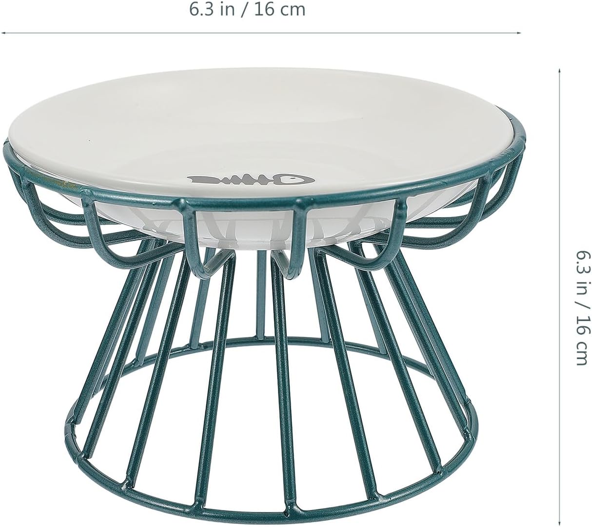 Milisten Pet Cat Ceramic Raised Feeding Bowl with Metal Rack Anti-Overturn Food and Water Dish Set Elevated Pet Bowl for Cats to Protect Spine and Feeding Comfort 2pcs Set Green Metal Stand