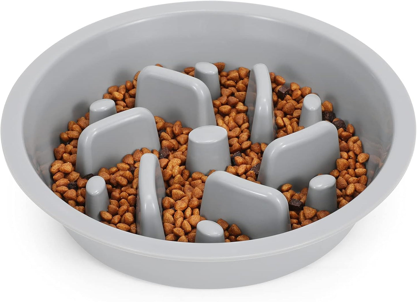 JASGOOD Dog Slow Feeder - Reduce Slip Puzzle Bowl for Raised Pet Feeders - Interactive Bloat Stop Elevated Diners Replacement Bowl (Gray, Fit Opening 7.5"-8")