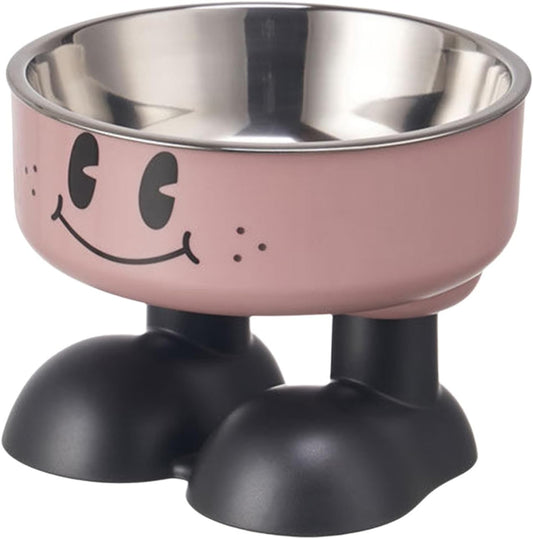 iiniim Non-Slip Elevated Pet Bowl Stand Cute Cartoon Design with Removable Stainless Steel Bowls Pink One Size
