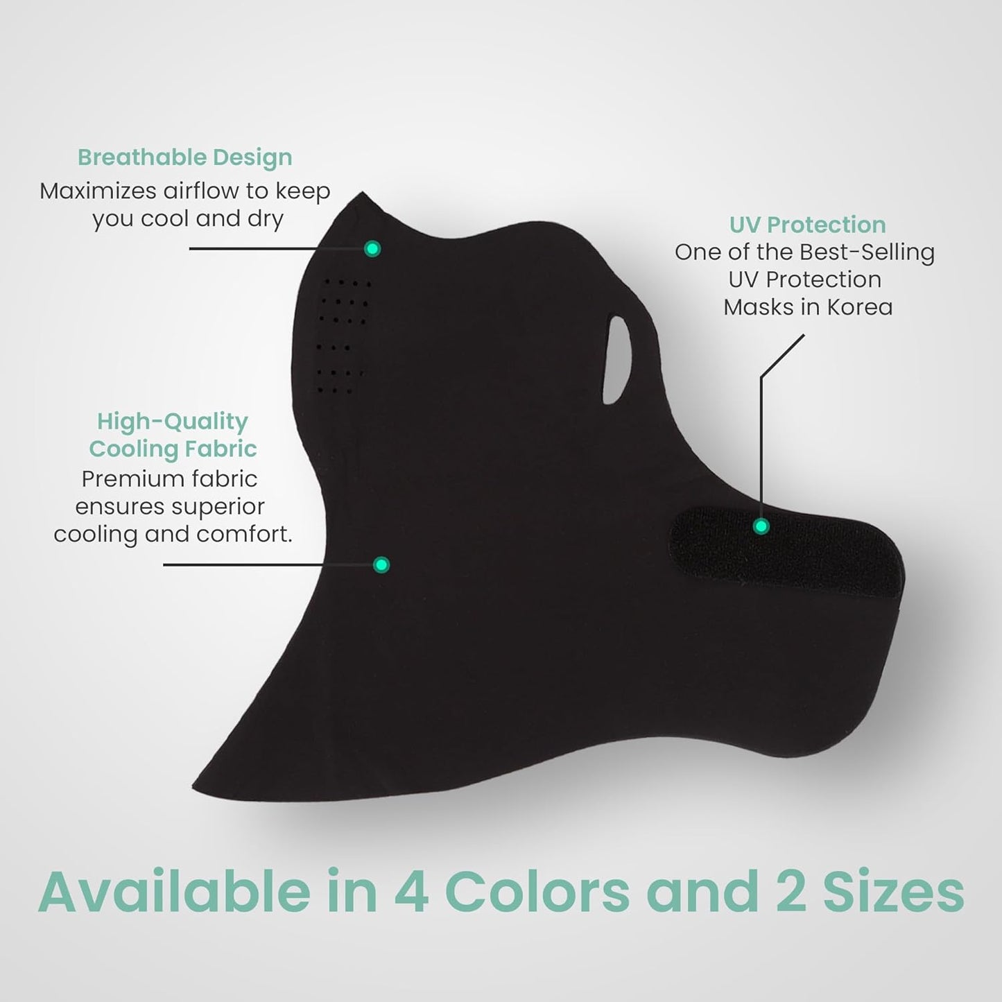 Korean UPF 50+ UV Sun Protection Face Mask – Cooling Breathable Neck Cover for Golf, Fishing, Hiking – Made in Korea