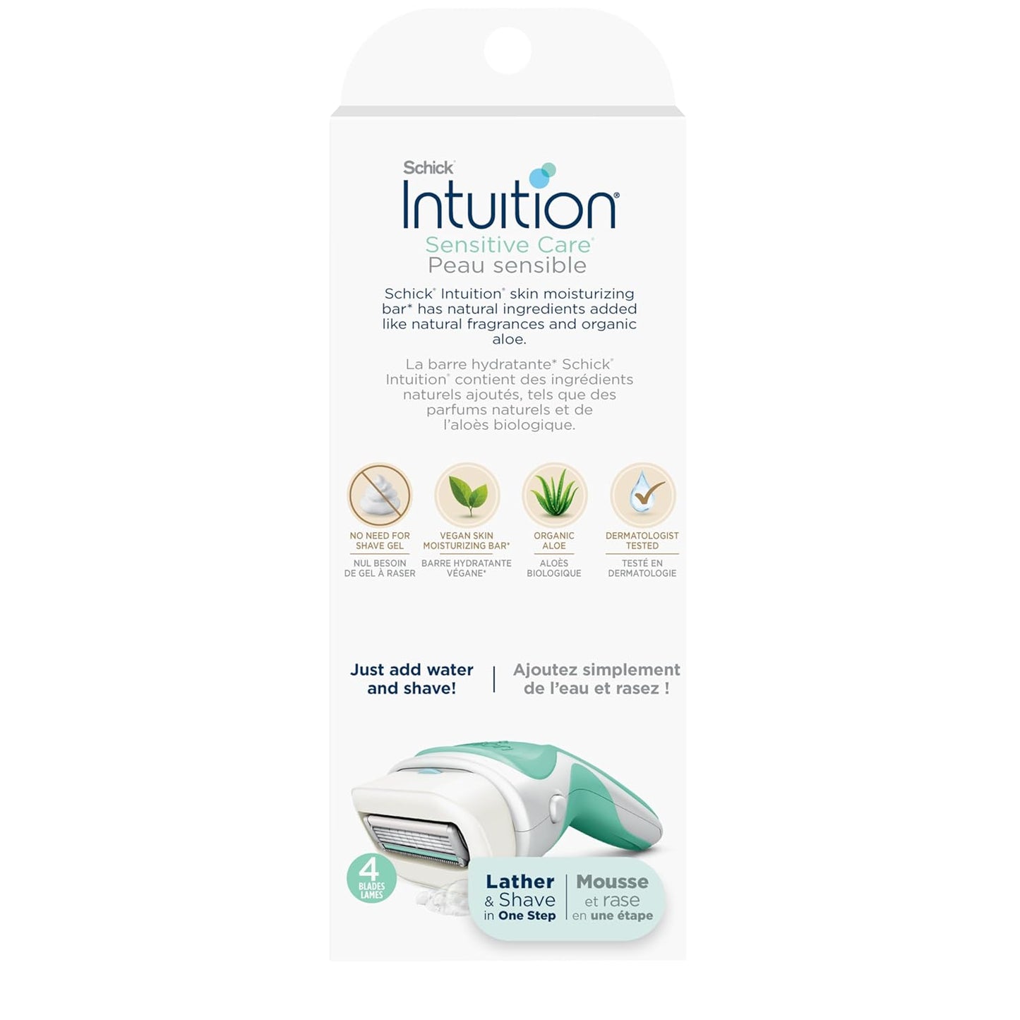 Schick Intuition Razors for Women with Sensitive Skin | 1 Razor & 2 Intuition Razor Blades Refill with Organic Aloe