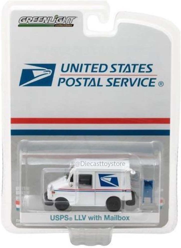 Greenlight 29888 United States Postal Service (USPS) Long Live Postal Mail Delivery Vehicle (Llv) with Mailbox Accessory Hobby Exclusive 1/64 Diecast Model Car by, White