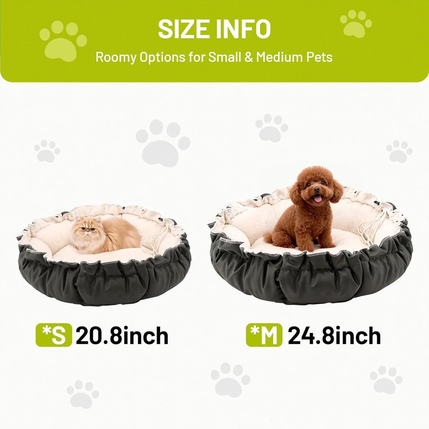 Cat Beds for Indoor Cats,Washable Round Pet Bed for Puppy and Kitty,Super Soft Durable Fabric Pet Beds, Washable Luxury Cat & Dog Bed 20.8inch