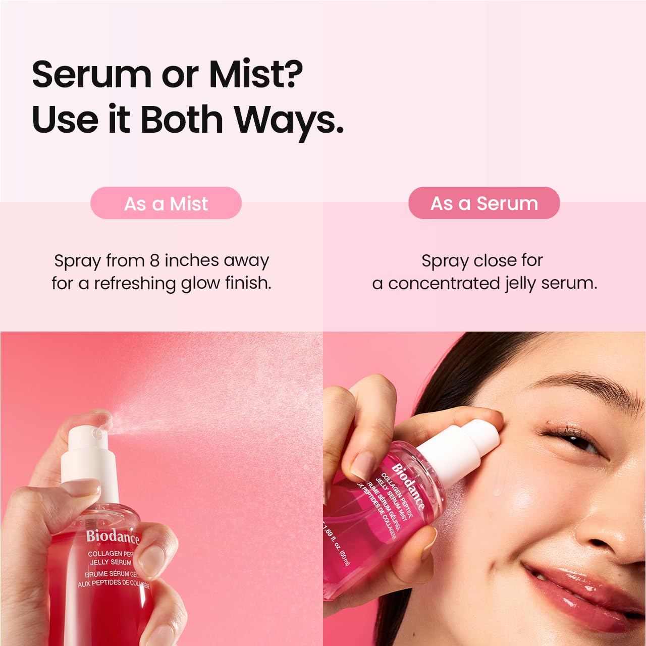 BIODANCE Collagen Peptides Jelly Serum Mist, Hydrating Face Mist, Plumping, Anti-Aging Face Spray, Sprayable Hydrogel, Travel Essentials & Self Care Gifts for Women, Korean Skin Care | 1.69 fl.oz