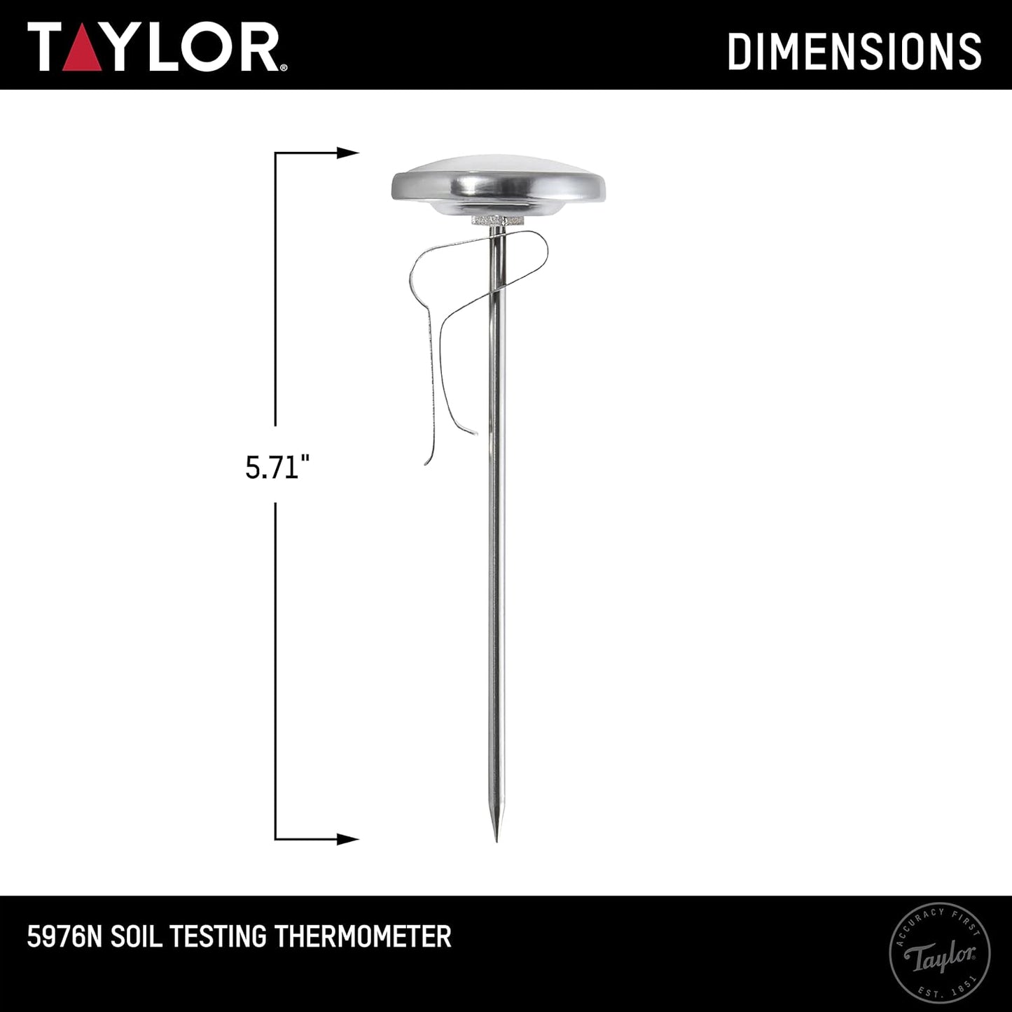 Taylor Soil Testing Thermometer, Gardening Tool for Plant Care, Gardening, Lawn, Farm, Outdoor Use, 4" Inch Stem