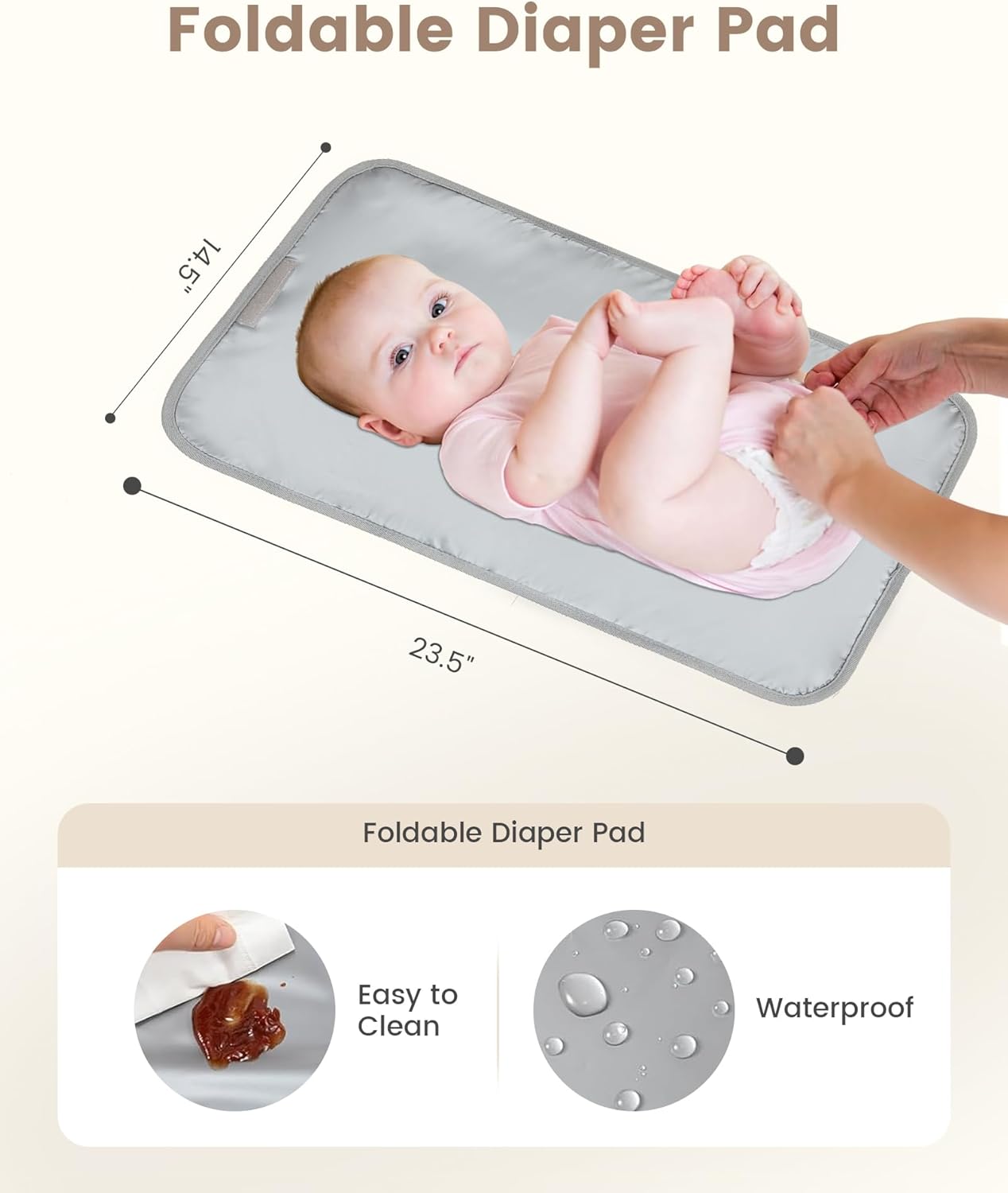 LOVEVOOK Diaper Bag Backpack, Large Capacity Portable Baby Bag with Foldable Diaper Changing Pad, Waterproof Baby Diaper Bags Gift for Mon Dad, Ivory Khaki