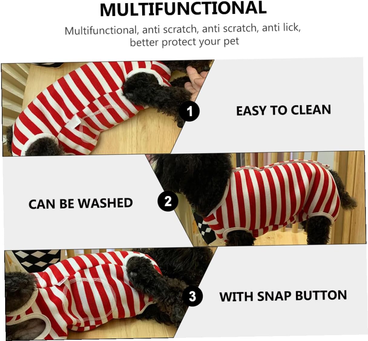 Milisten Dog Suit Striped Fleece Pet Protective Coat Four-Legged Sterilization Clothes Burgundy L Size Post-Surgery Wear for Dogs