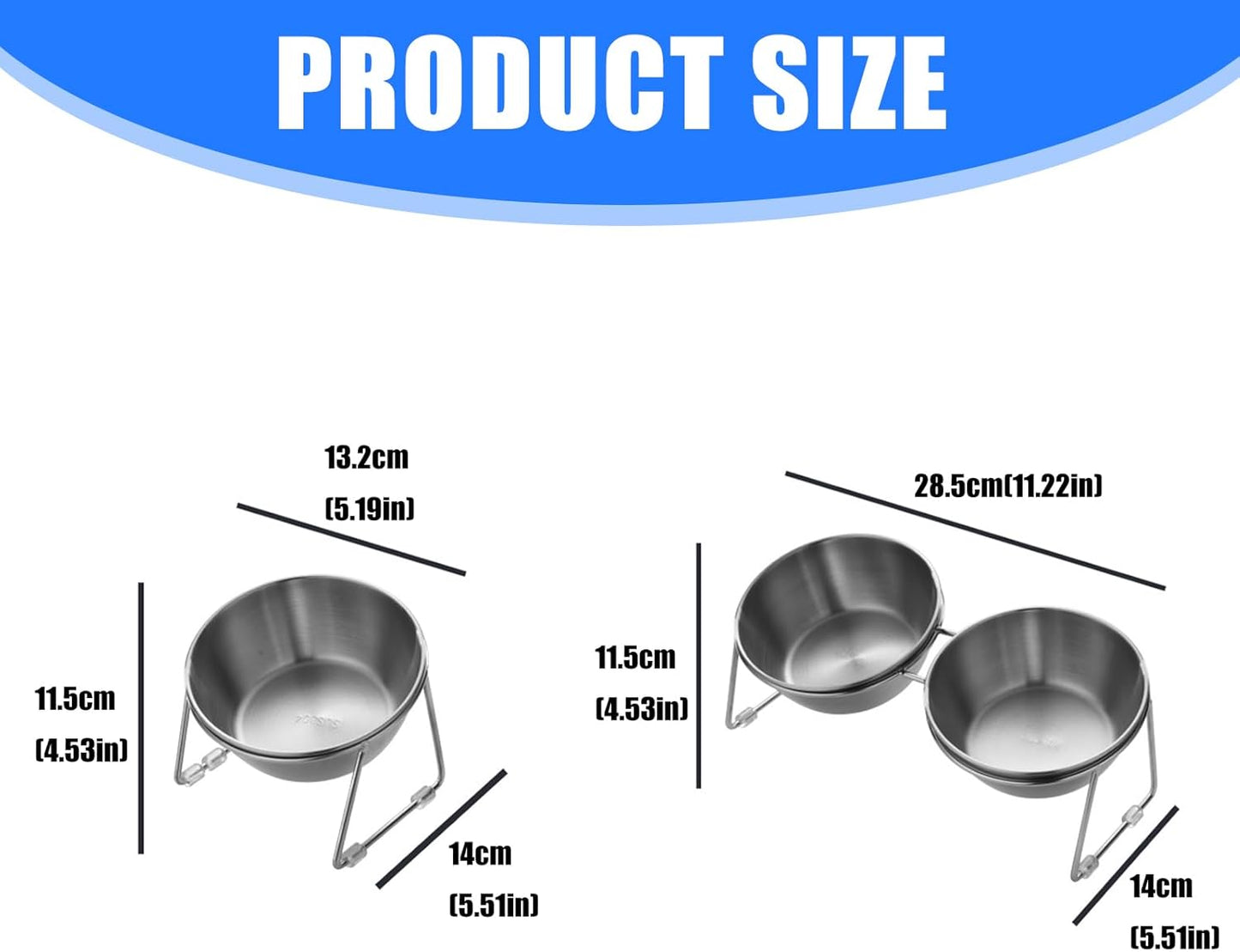 Heavy Duty Adjustable Dog Bowls Stand with Splash-Proof Double Dish Elevated Feeding Station for All Breeds ABS Stainless Steel Pet