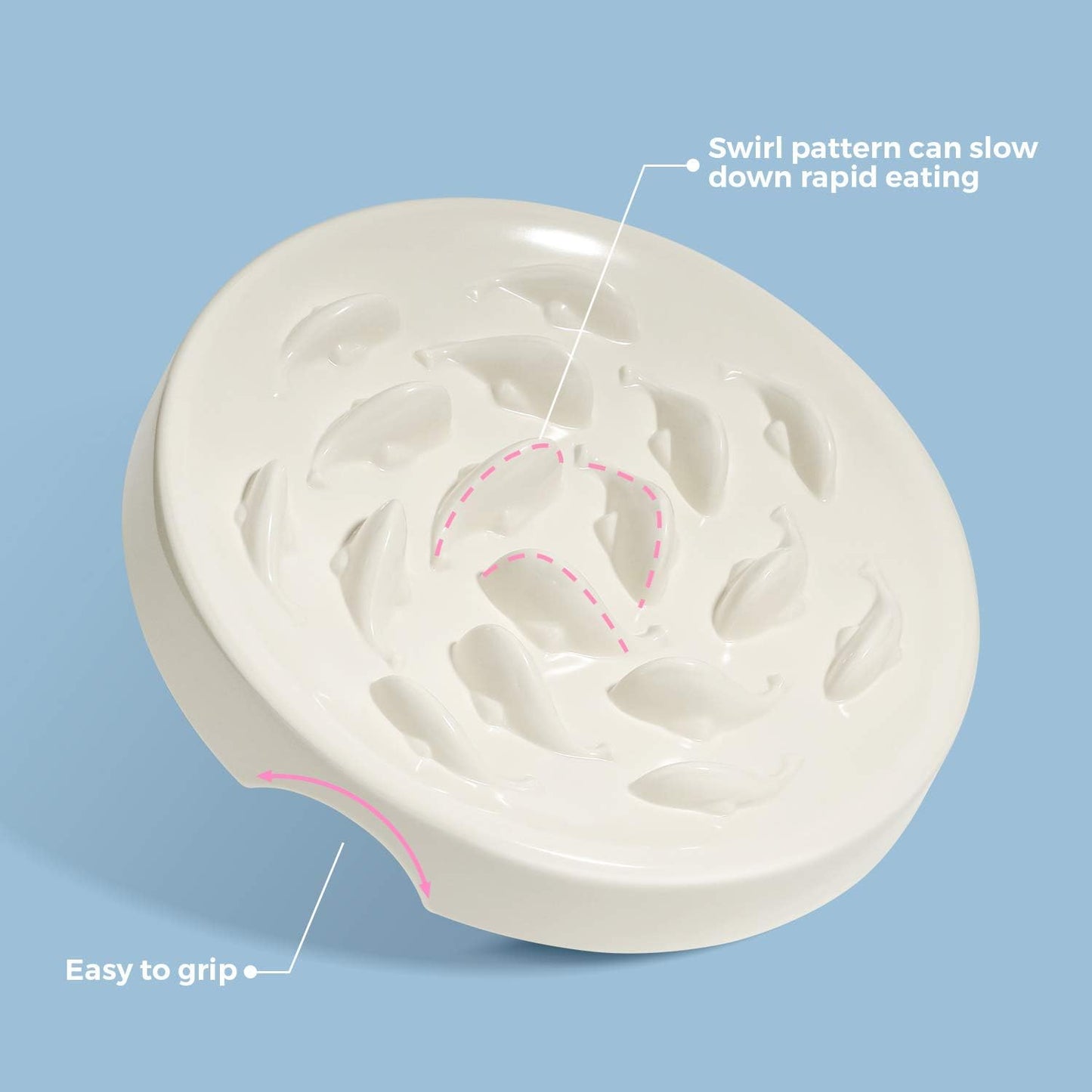 Slow Feeder for Cat Small Dog Food Bowl Melamine Puzzle Feed Dish - Preventing Feeder Anti Gulping Healthy Eating Diet (White, Small)