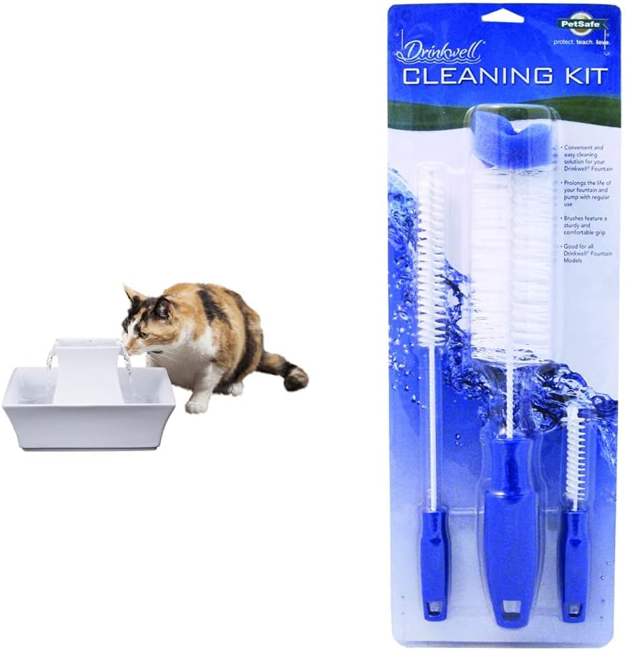 PetSafe Drinkwell Pagoda Pet Fountain and Cleaning Kit Bundle