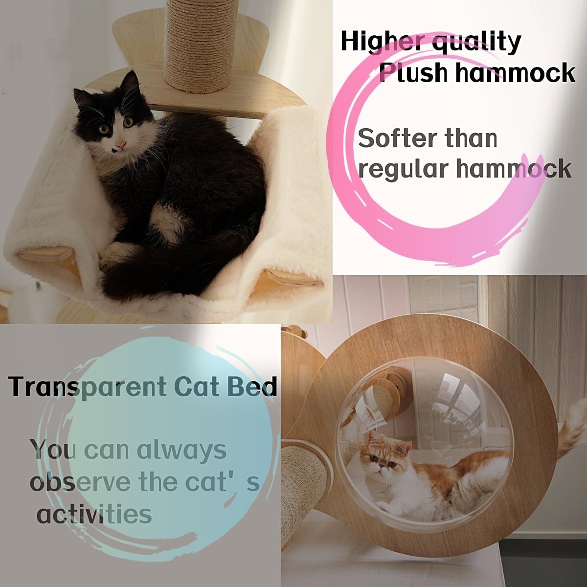 Floor to Ceiling Cat Trees Tower with Sisal Rope Scratching Post, Adjustable Height 82-117 inch, 5 Tier Cat Climbing Tree for Indoor Cats Large Adult, Modern Tall Cat Activity Tree(Deluxe Style 3)