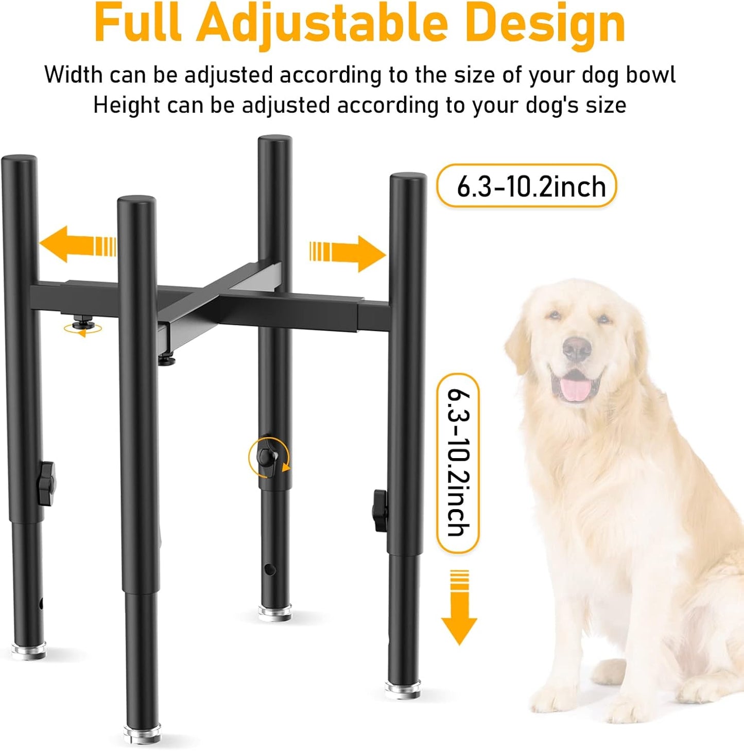 Adjustable Elevated Dog Bowl Stand，Fits 6-11inches Bowls,4 Height Adjustments. Holder for Raised Elevated Dog Food Water Bowl Feeder，for Large, Medium and Small Dogs
