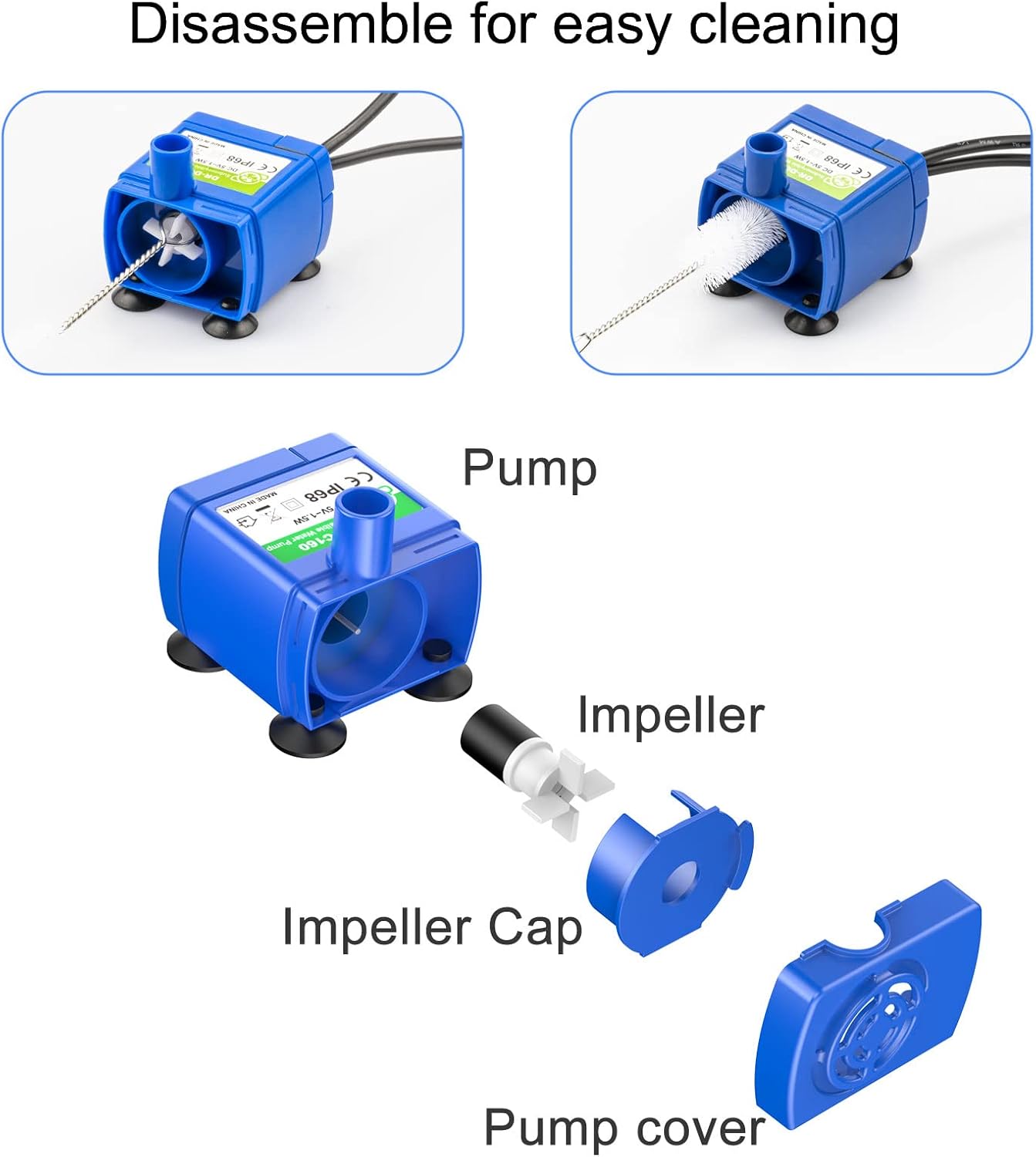 Cat Fountain Pump Replacement, Upgraded Cat Water Fountain Pump for Round and Cubic Cat Fountain (the adapter is not included)