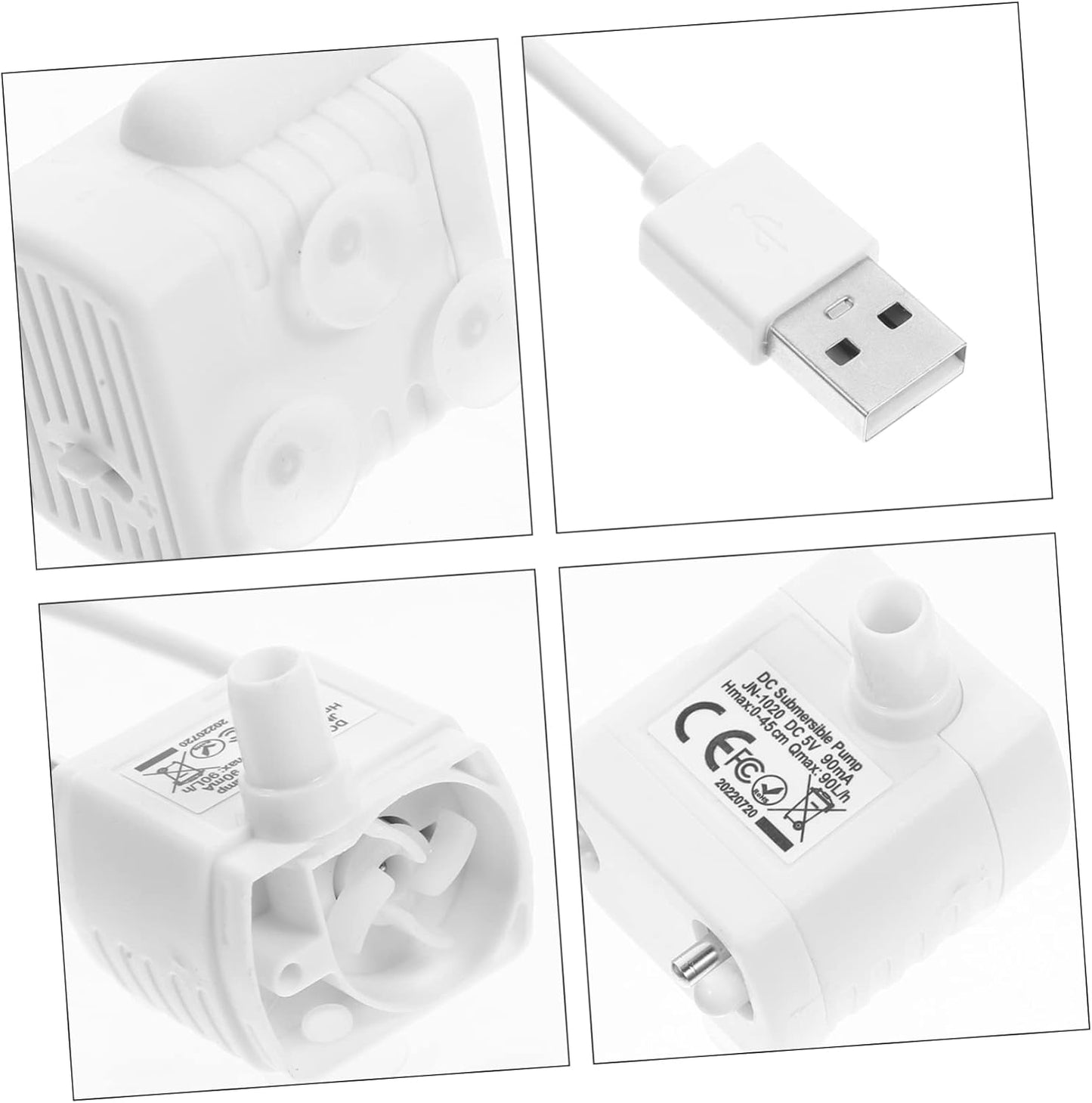 SUPVOX Cat Fountain Pump Replacement Mini Submersible Water Pump Quiet Usb Powered with Strong Suction Cup for Pet Water Dispensers and Fountains