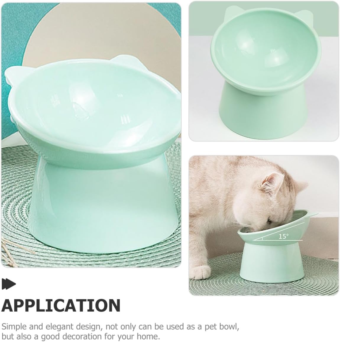 2pcs Raised Slanted Cat Food Bowls with Neck Protection, Wear-Resistant Plastic Feeding Bowls for Whisker Relief and Anti-Spill, Compact Pet Feeders for Cats and Small Dogs