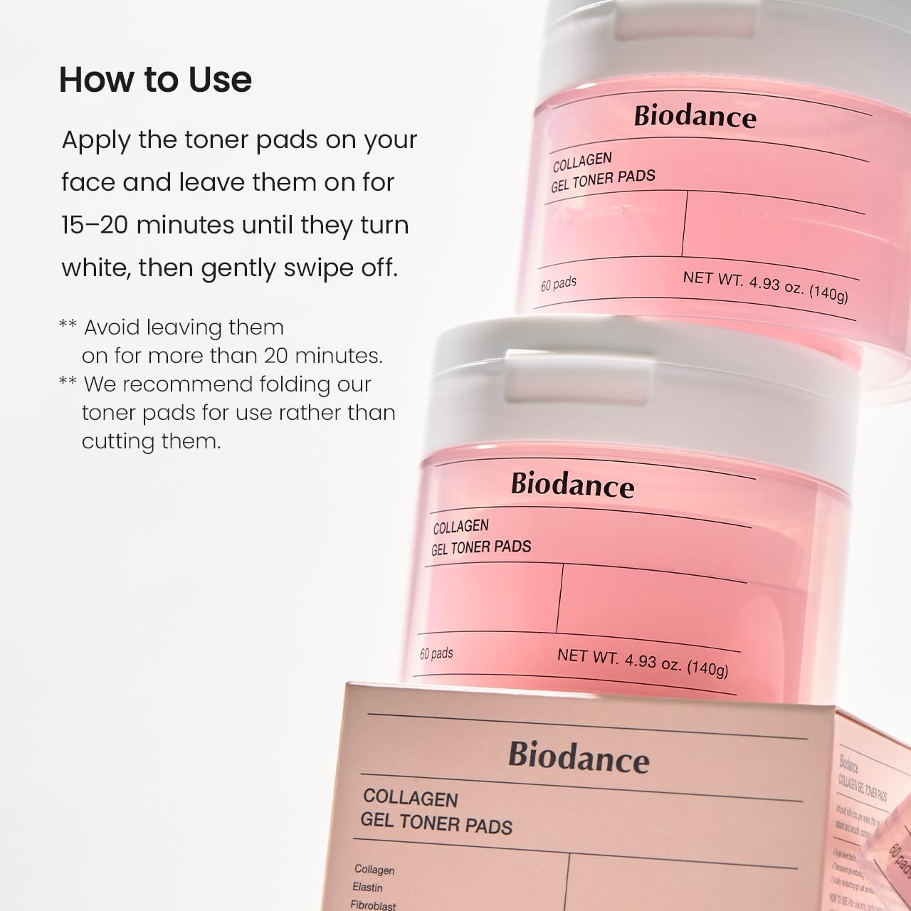 Biodance Collagen Gel Toner Pads, Pore Minimizer for Face, Improving Elasticity, Plumping Toner Pads for Sensitive Skin, Pre-Soaked Pads, Korean Skin Careㅣ4.93 fl.oz.(140g)*60Pads