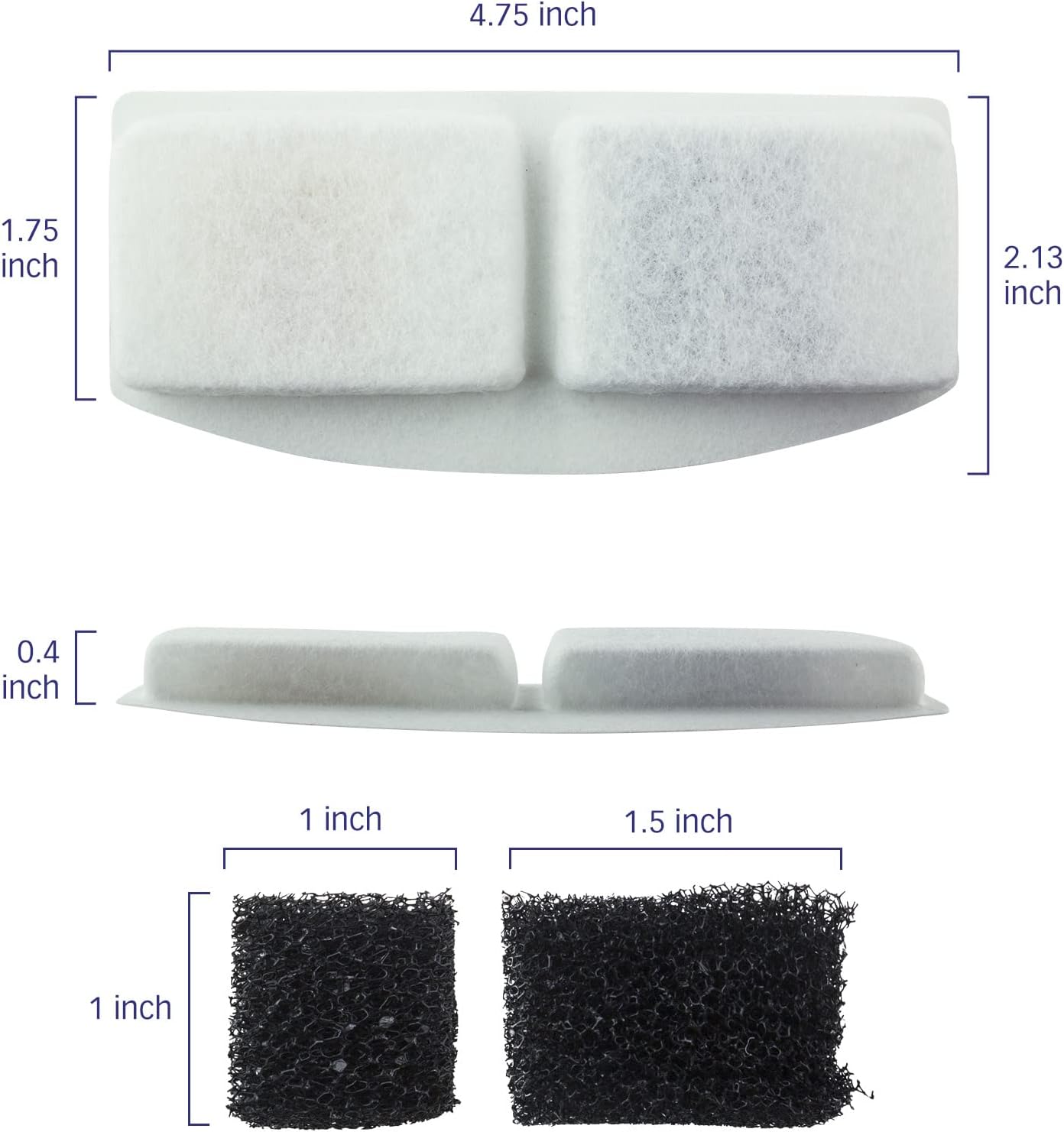 PET STANDARD Replacement Water Filter & 6 Pack Replacement Pre-Filter Sponges Compatible With VEKEN® 100oz/3L Automatic Pet Fountain, Pack of 12