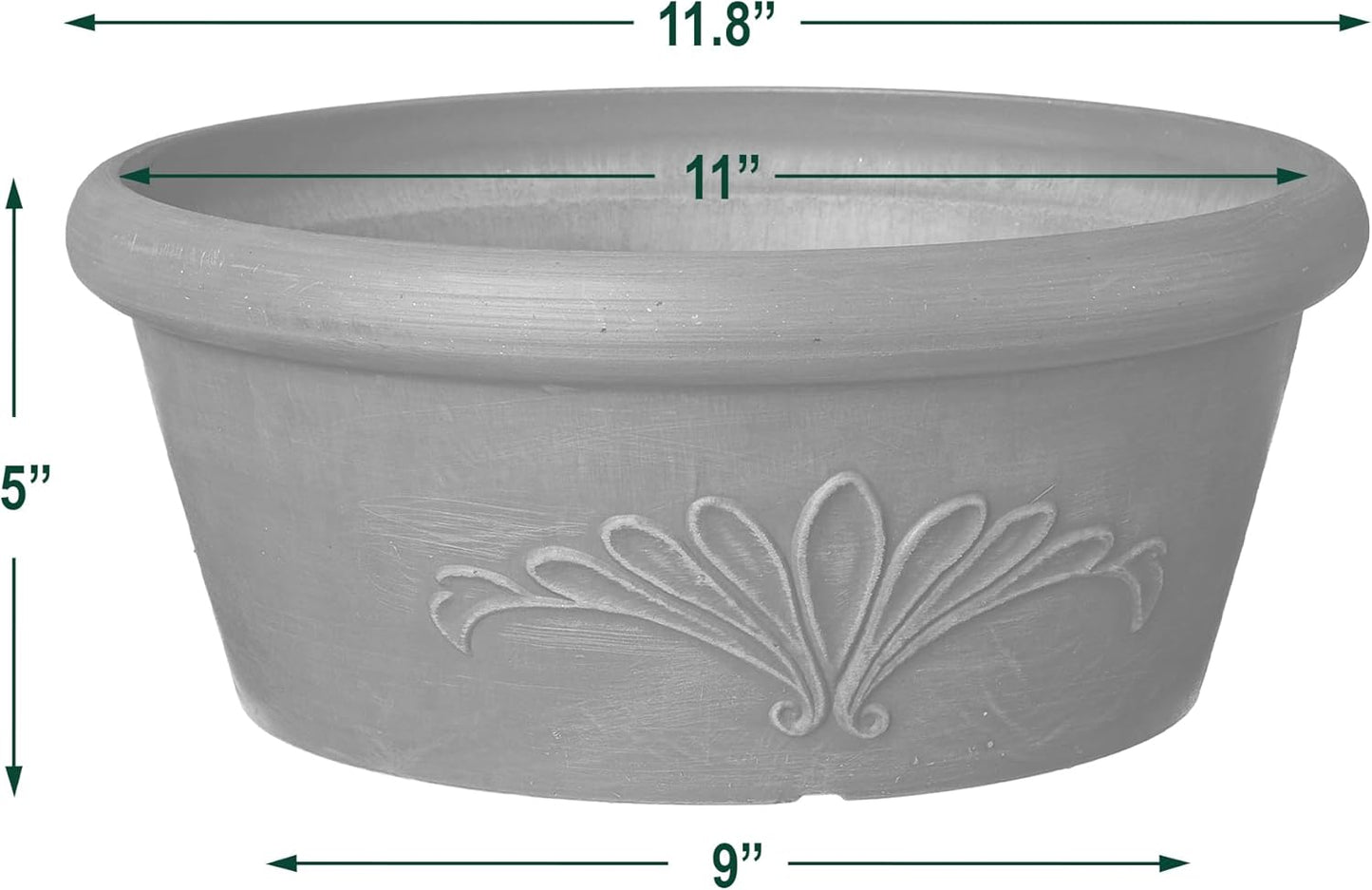 Arcadia Garden Products PSW TA30TP Plastic/Stone/Wood Composite Bulb Pan – No Drainage Hole (Drillable), Planter Bowl for Succulents, Bonsai, Fairy Gardens, Herbs,12-Inch, Taupe