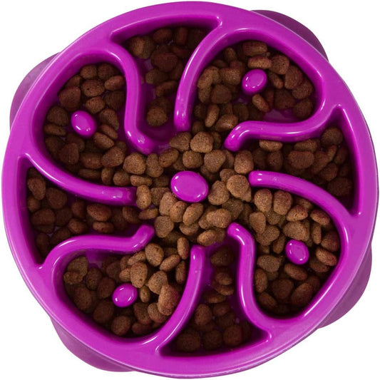 Outward Hound Fun Feeder Slo Bowl (Medium/Mini, Purple) and Outward Hound Nina Ottosson Dog Brick Interactive Treat Puzzle Dog Toy