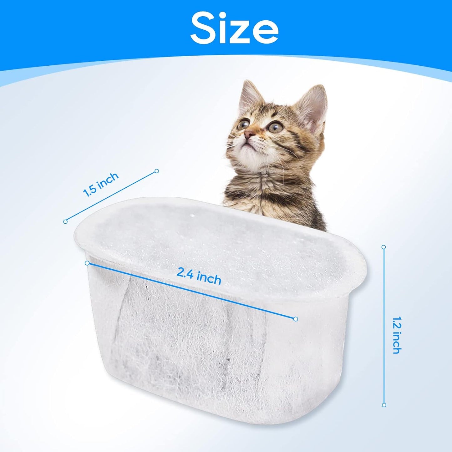 10 Pack Cat Water Fountain Filter Replacement Fit for W300&W300B&W500 Water Fountains 67oz/2L & 71oz/2.1L & 118oz/3.5L Automatic Pet Fountain