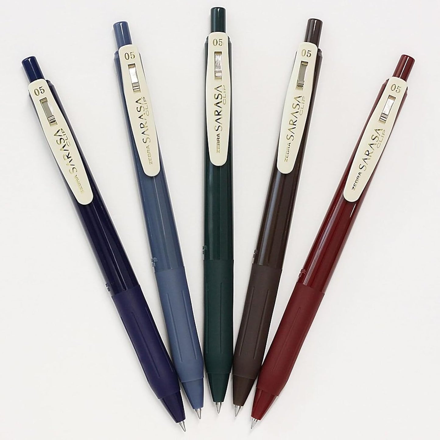 Zebra Pen Sarasa Clip Retractable Gel Pen, 0.5mm Fine Point, Dark Assorted Vintage Ink Colors, Water Based, Ideal for Office and School, Journal, Note Taking and Planner Use, 5-Pack (47455)