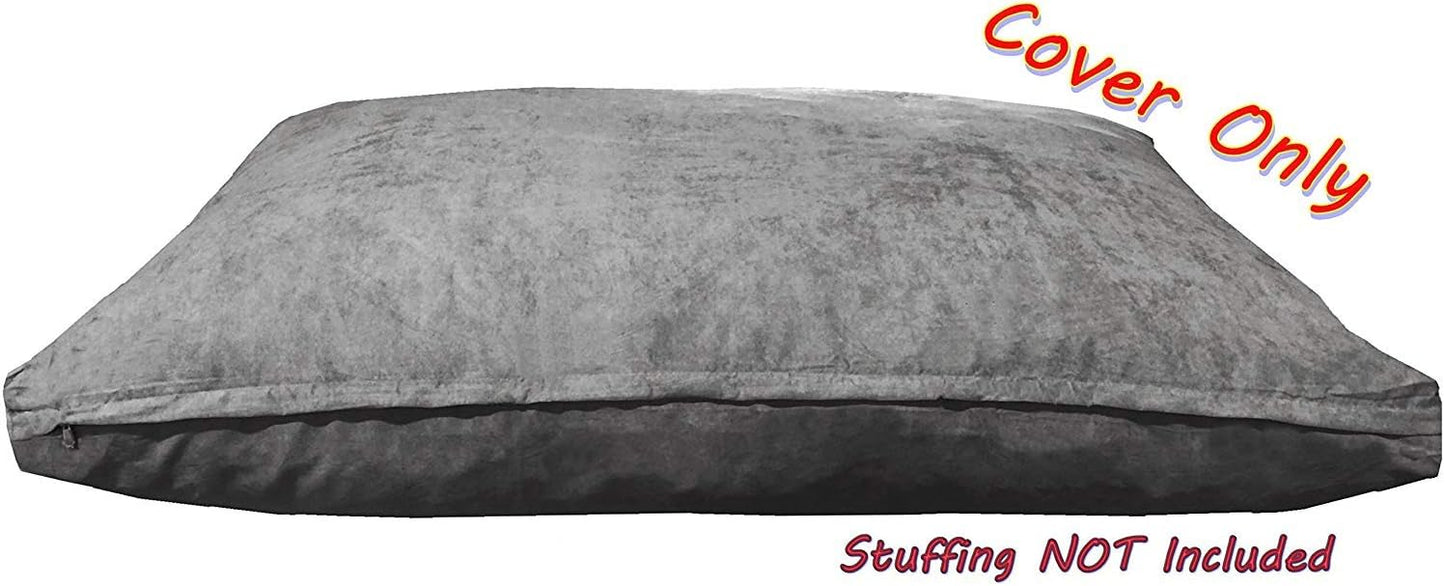 Dogbed4less 55X37X4인치 XXL 사이즈: 스웨이드 원단 외부 교체 커버 그레이 색상 지퍼 라이너 개 애완동물 침대 베개 또는 패드 - 교체 커버만 포함