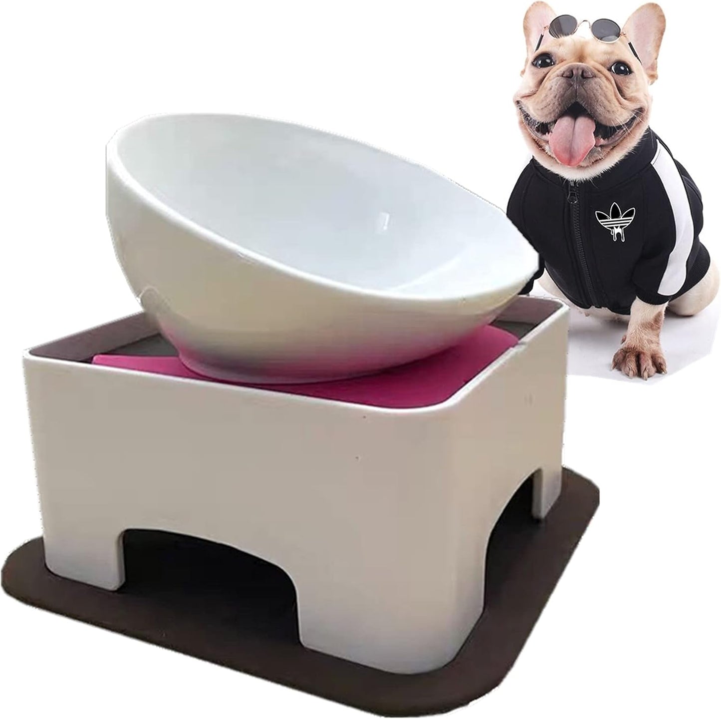 Bulldog Ceramic Dog Food Bowl-Replacement Bowl-Only Bowl-no Stand -1.5 Cup (White)