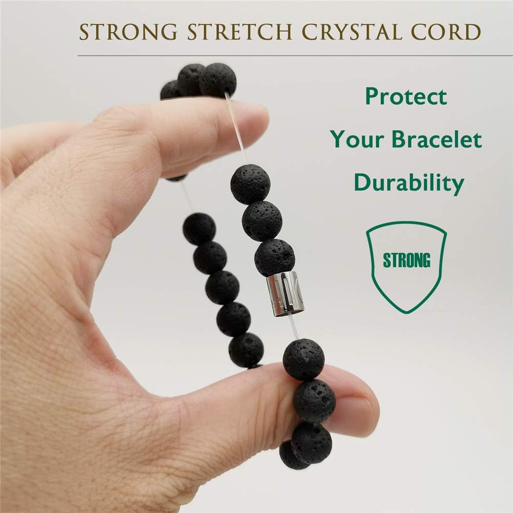 Morchic 10mm Natural Stone Mens Stretch Bracelet, Genuine Energy Semi Precious Gemstone Beads Classic Birthday Gift 8 Inch