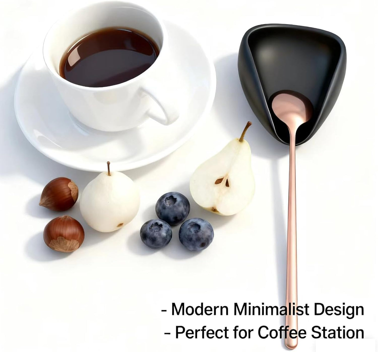 Ceramic Coffee Bean Dosing Cup + Sprayer Gift Set, Spoon Rest, Mini Coffee Spoon Holder for Tea Spoons Stirrers, Coffee Station Decor, Espresso Coffee Bar Accessories & Essentials