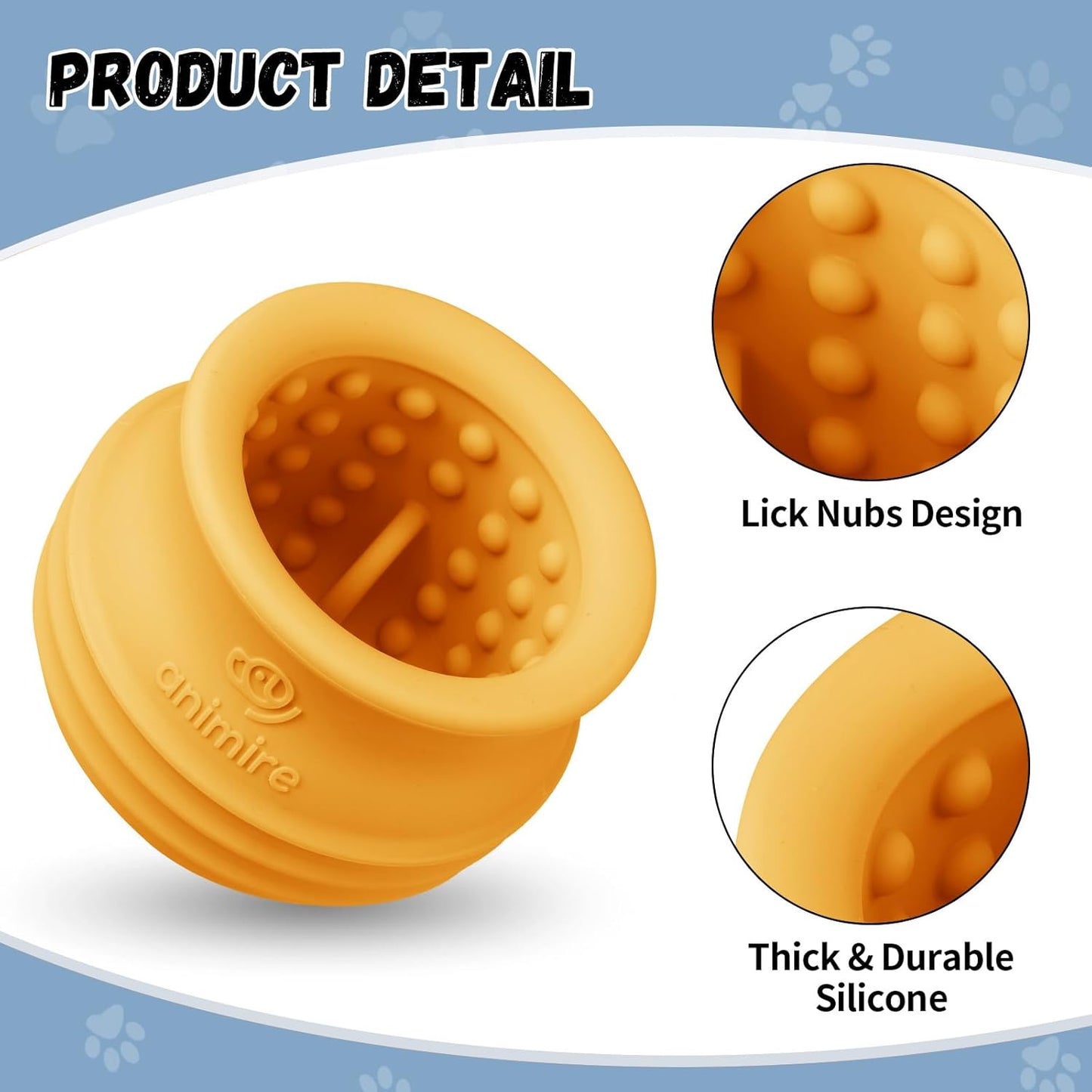 Treat Dispensing Dog Toy, Long-Lasting Interactive Puzzle Toys for Dogs, Stuffable Dog Enrichment Frozen Lick Treat Toy for Boredom, BPA Free Silicone Fetch Catch Chew Toy (Orange,L)