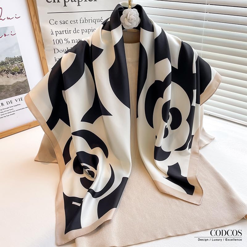Women's Square Silk Like Head Scarf Large 35 inch Silk Feeling Hair Wrapping Satin Scarves for Sleeping Bandanas