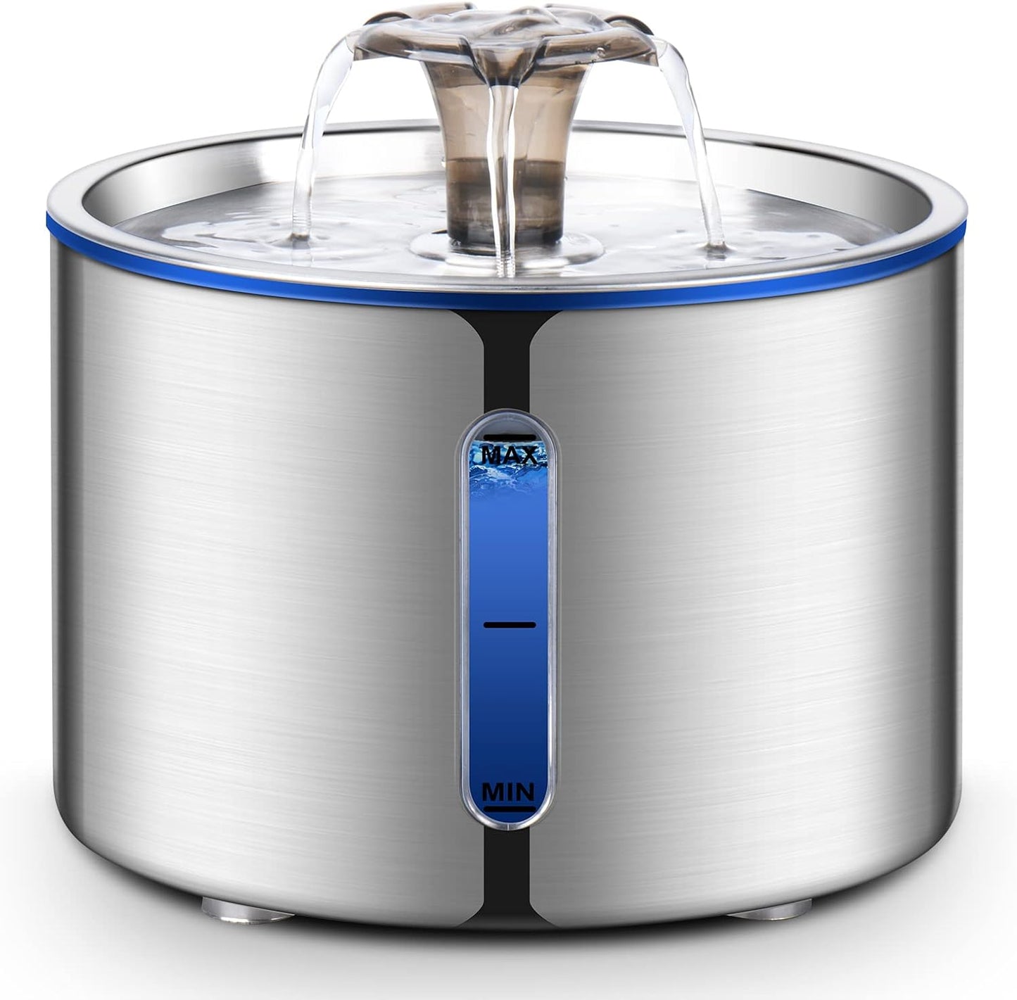 Cat Water Fountain, 84oz/2.5L Stainless Steel Pet Water Fountain for Cats, Dogs and Multiple Pets, Automatic Dog Water Dispenser with Water Level Window, Ultra-Quiet Pump