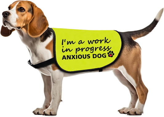 Anxious Dog Jacket Vest I'm A Work in Progress Anxious Dog Slogan Vest Working Dog Clothes Social Distancing Gift (I'm a Work-Large)