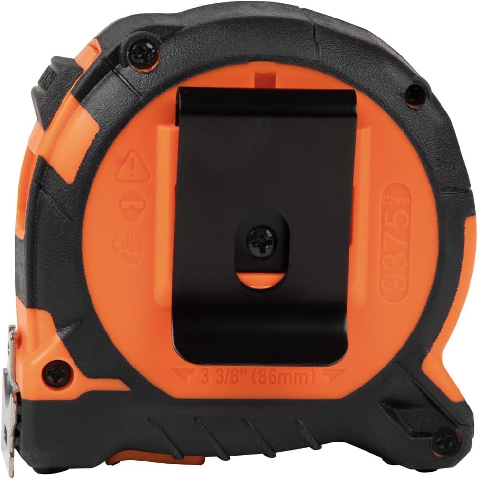 Klein Tools 9375 Tape Measure, Heavy-Duty Measuring Tape with 7.5 m Metric Double-Hook Double-Sided Nylon Reinforced Blade, Metal Belt Clip