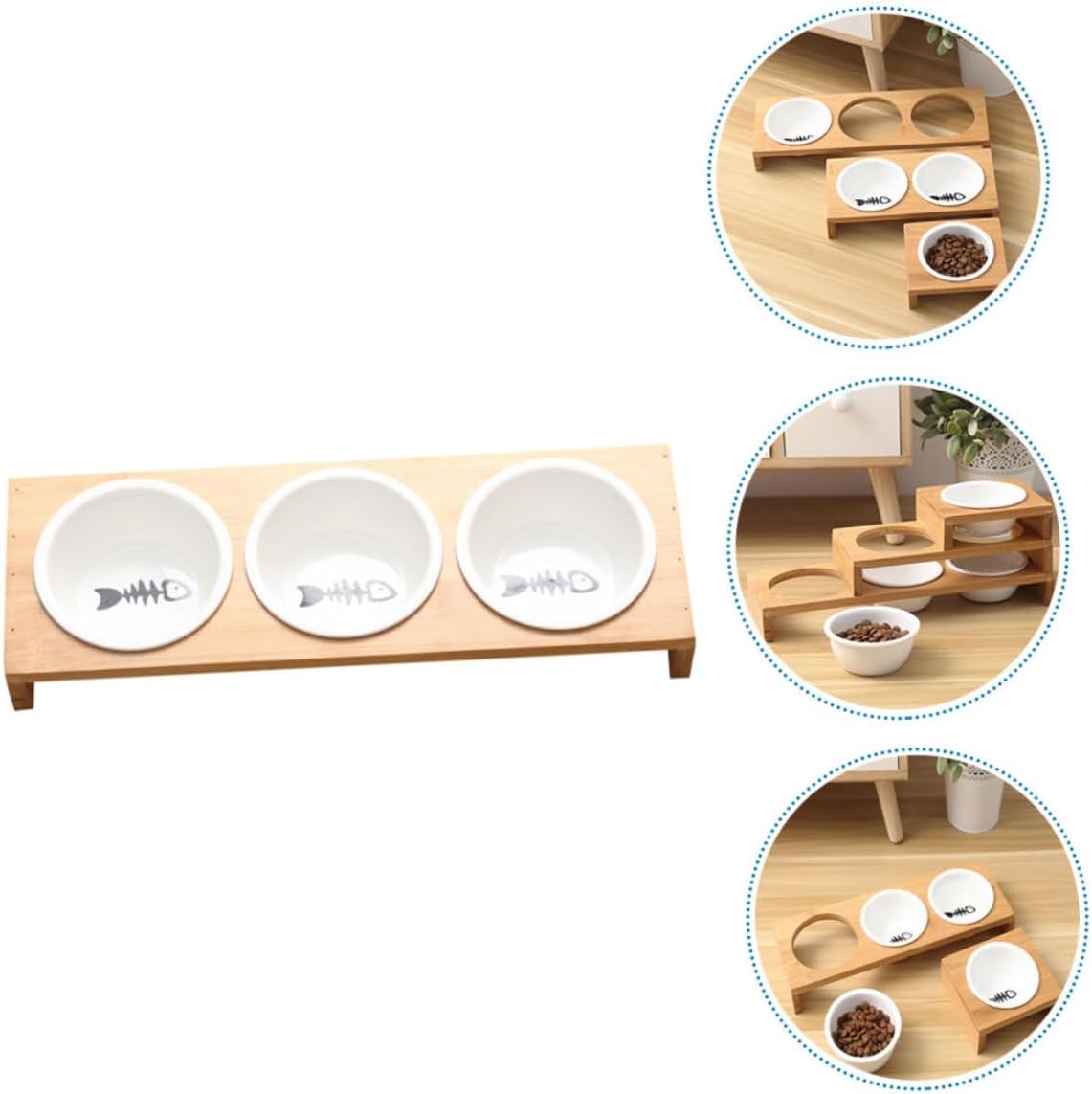 Milisten 1Set Ceramic Cat Bowl with Stand Convenient Elevated Pet Food and Water Bowls for Cats and Dogs Easy Feeding and Hydration