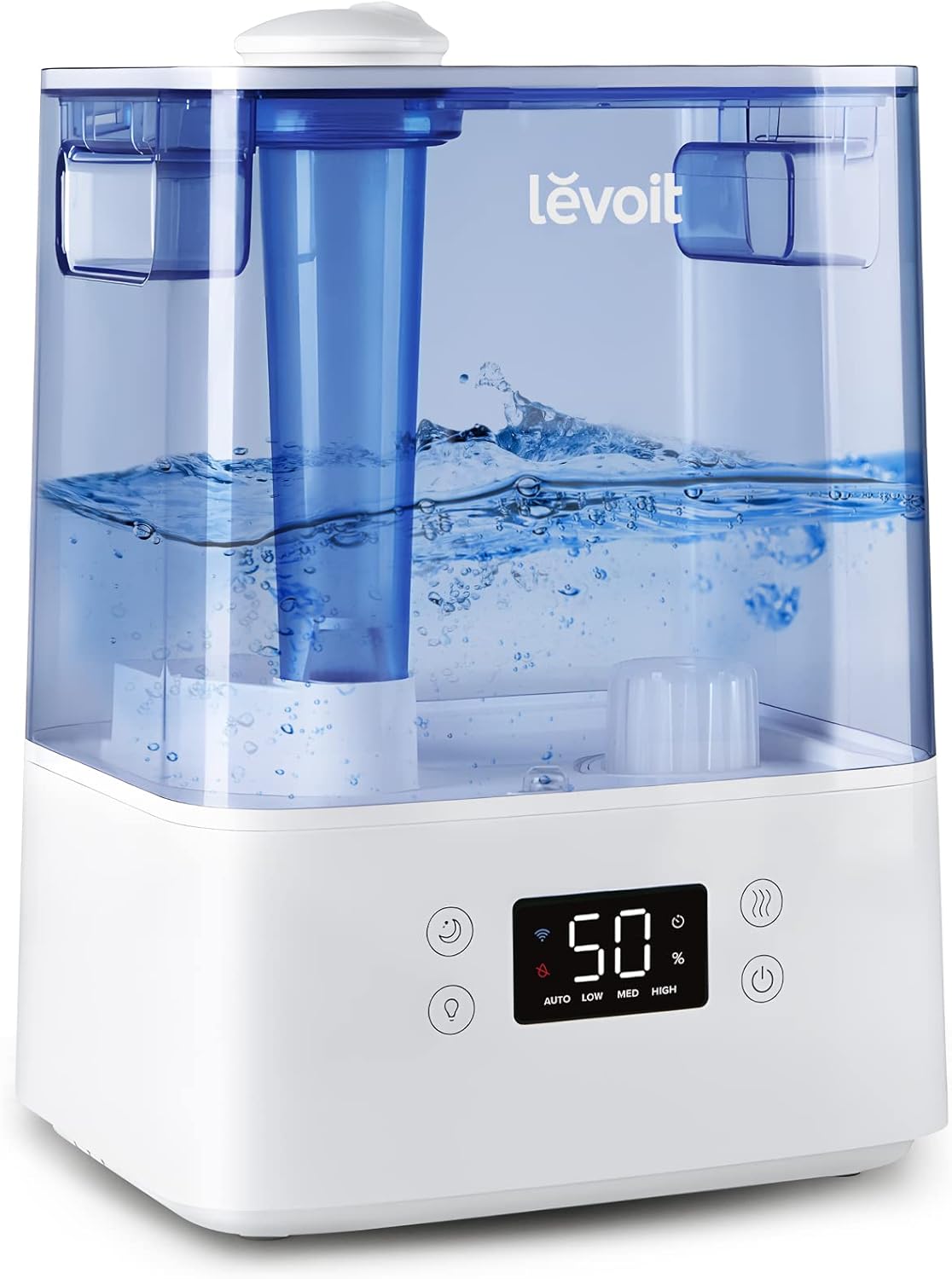 LEVOIT Humidifiers, Blue & Humidifiers for Bedroom Large Room 6L Warm and Cool Mist for Families Plants with Built-in Humidity Sensor, Essential Oil, Timer Setting, White