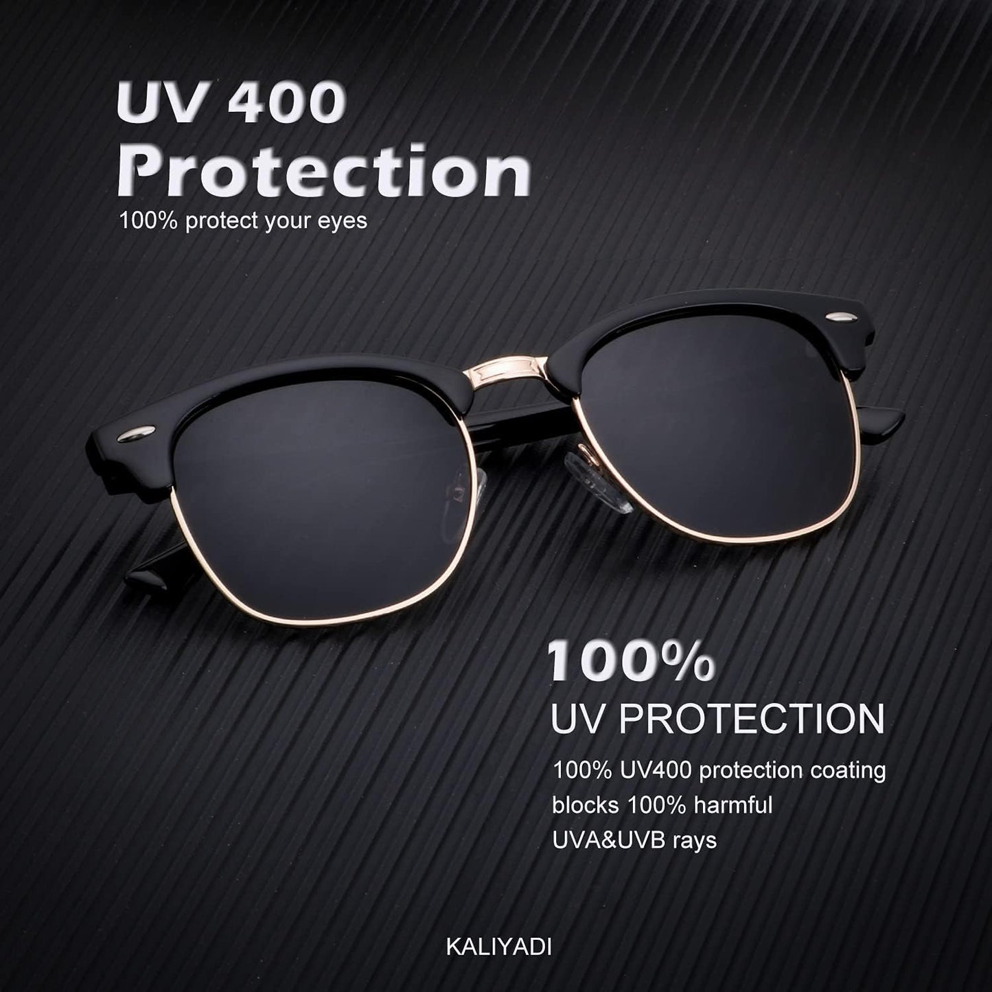 KALIYADI Polarized Sunglasses for Men and Women Semi-Rimless Frame Driving Sun glasses UV Blocking