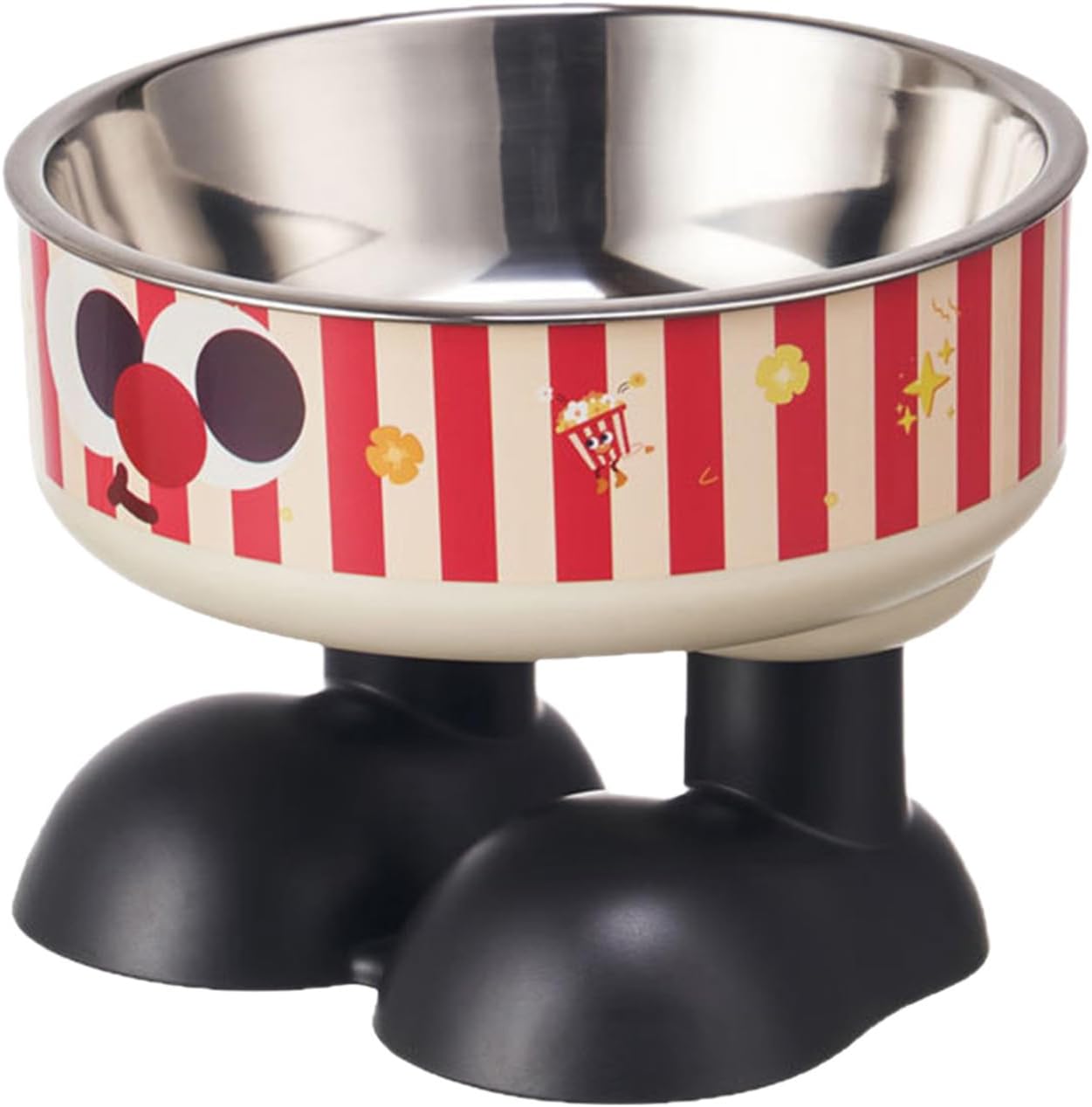FEESHOW Cute Pattern Raised Cat Bowl Elevated Feeder Stand with Removable Stainless Steel Dish and Non-Slip Base for Healthy Eating Red One Size