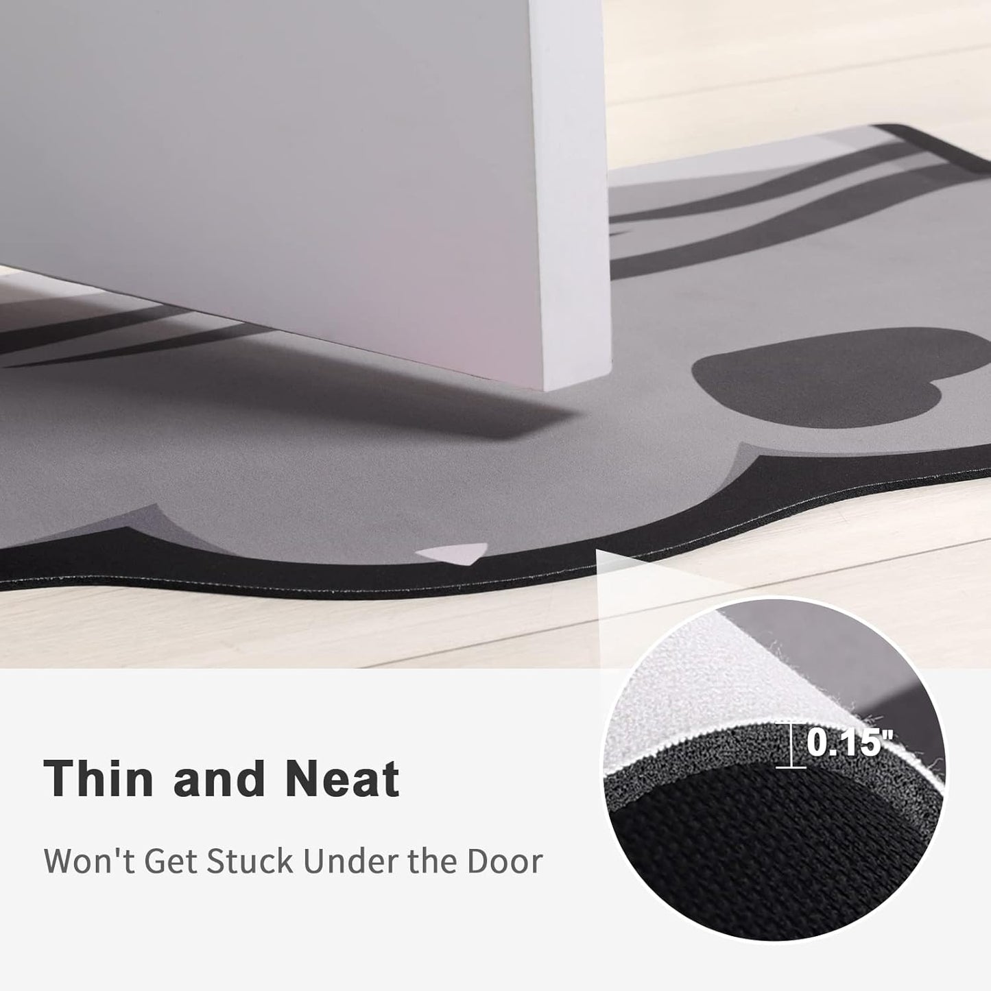 Stiio - Cat Food Mat, Rubber Backed Pet Feeding Mat for Floor Non-Slip Waterproof Dog Water Bowl Tray, Easy to Clean Pet Placemat, Grey 17x28 inches