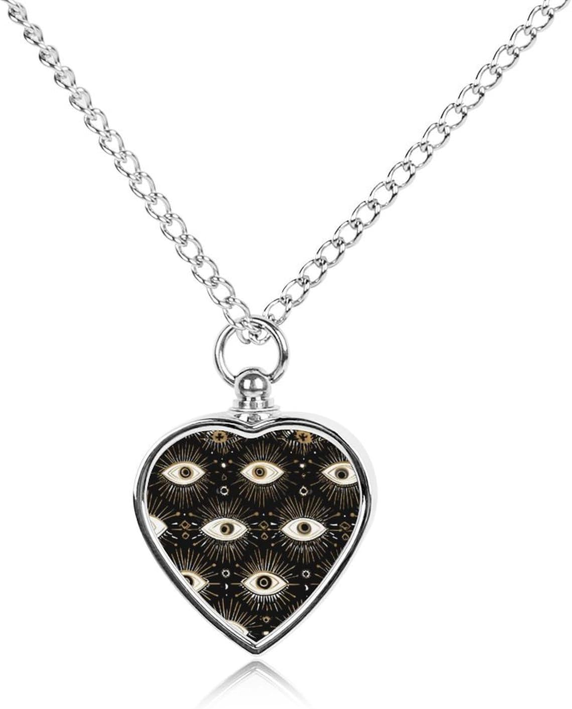 Evil Eye Urn Necklaces for Ashes Heart Dog Keepsake Pendant Cat Cremation Jewelry