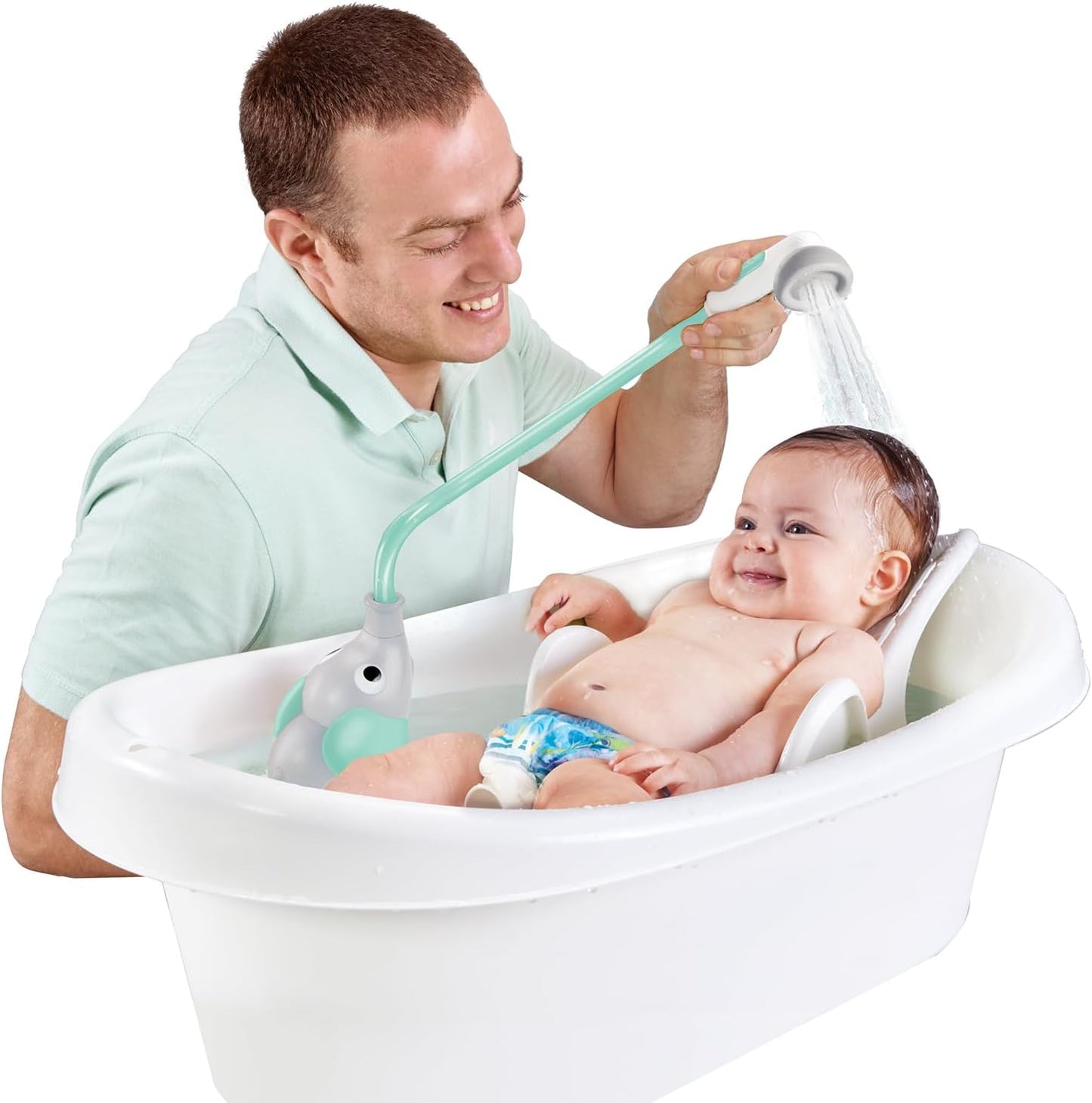 Yookidoo Baby Bath Shower Head - Elephant Water Pump with Trunk Spout Rinser - Control Water Flow from 2 Elephant Trunk Knobs for Maximum Fun in Tub or Sink for Newborn Babies
