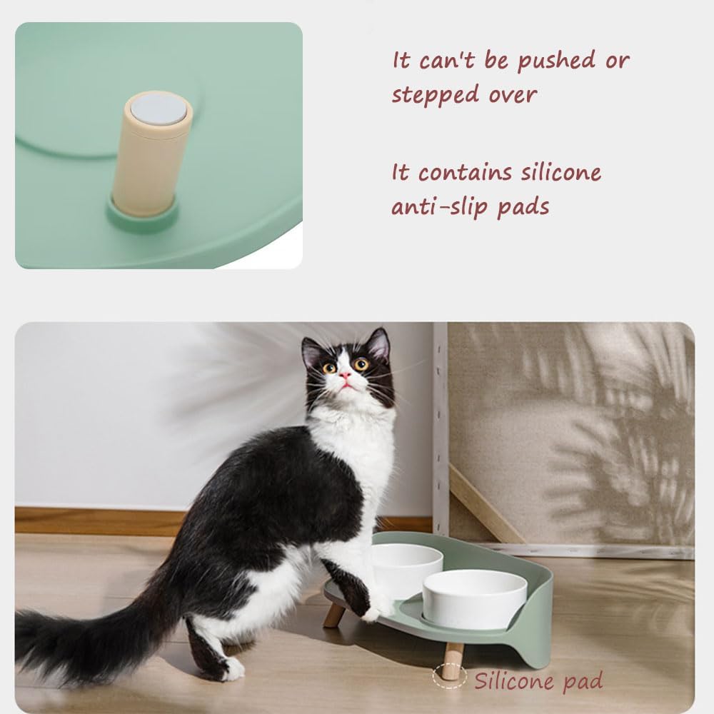 Elevated Cat Food Stand, Cervical Spine Protection Pet Bowls, Splash Proof Modern Dog Bowls, Raised Cat Food and Water Bowl Set