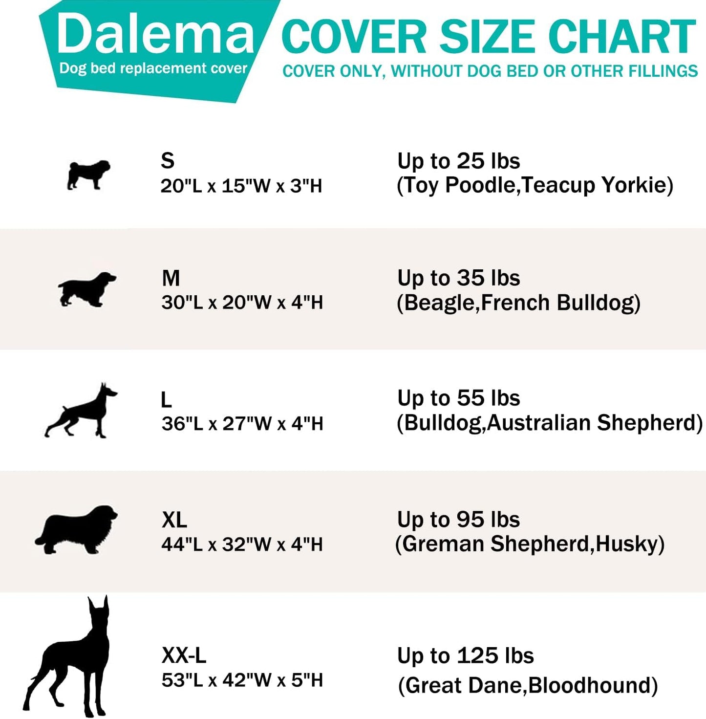 Dog Bed Cover,Waterproof Tough Plastic DIY Pet Bed Cover,Non Stick Hair Easy to Clean Rectangular Fillable Dog Bed Covers with Zipper(Black,44" L x 32" W x 4" Th,Cover Only)