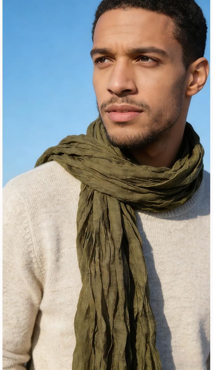 3 Packs Cotton Hemp Shawl Wrap Long Head Neck Scarf for Women and Men Lightweight Four Season Use