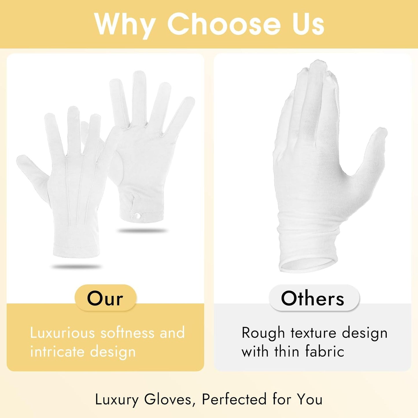 BEVTEE 2 Pairs White Gloves Men, Marching Band Gloves with Snap Cuff, for Art The Clown Magician Costume Halloween