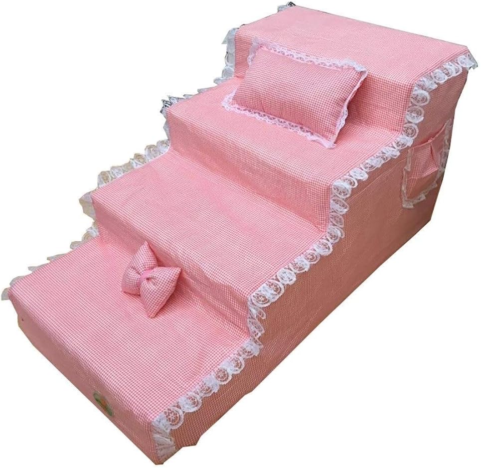 Pointed 4-Tier Pet Stairs for Medium Large Dogs for High Beds and Tall Sofas, Removable Non-Slip Base, Stair Treads