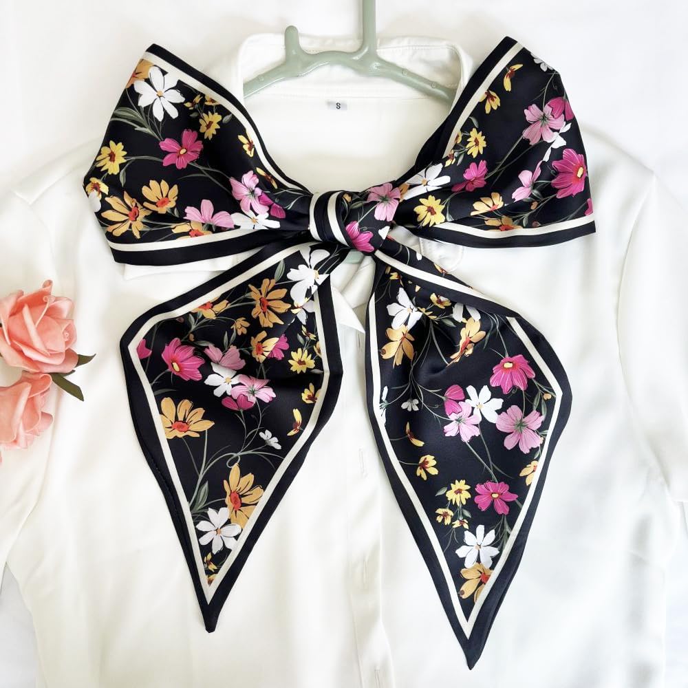 Silk Head Scarf for Hair Fashion Headwrap for Women Lightweight Neck Tie