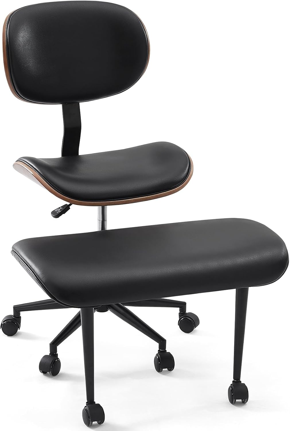 Bestier Cross Legged Office Chair with Wheels, Ergonomic Wide Meditation Chair for Adults up to 300 lbs, 360° Swivel Seat for ADHD, Strong Lumbar Support for Kneeling Meditation Black PU Leather